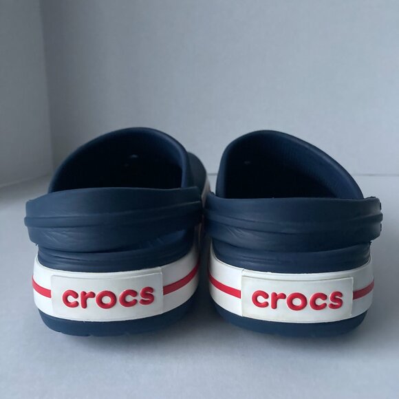 Crocs Crocband Clog Navy Blue White Red Stripe - Picture 3 of 9